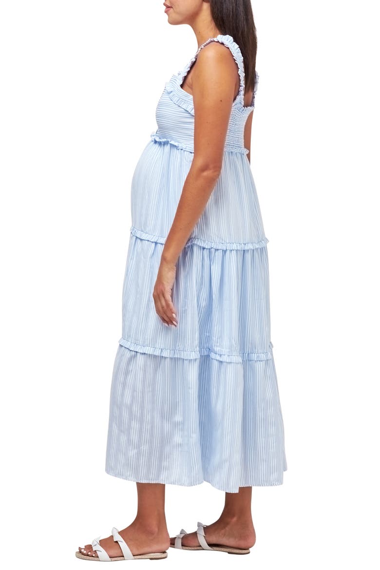 Emma Maternity & Nursing Maxi Tank Dress, Alternate, color, SKY STRIPE
