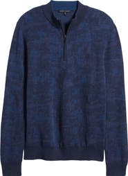 Robert Barakett Dalup Half Zip Mock Neck Wool Sweater