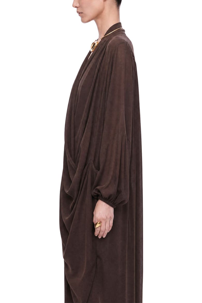 Draped Wrap Maxi Dress, Alternate, color, Brown