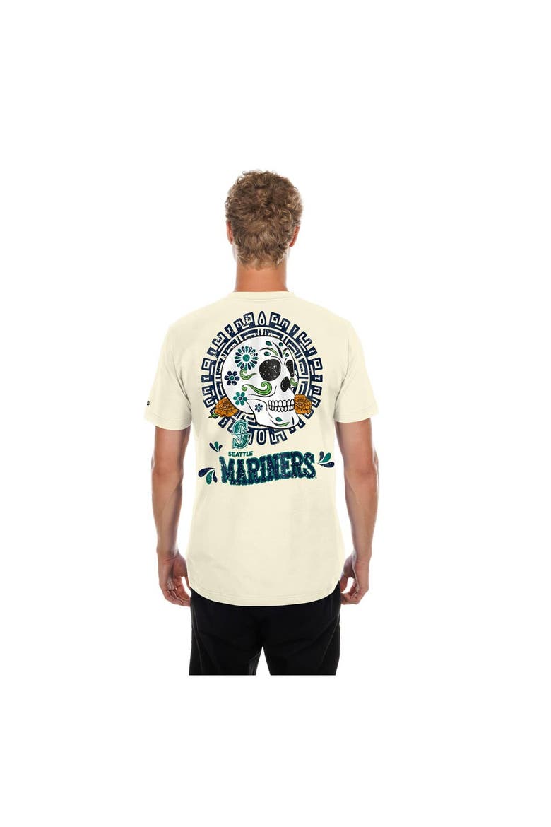 Men's New Era Natural Seattle Mariners Dia de los Muertos Sugar Skull T-Shirt, Alternate, color, Natural