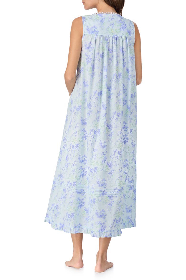 Sleeveless Cotton Ballet Nightgown, Alternate, color, AQUA FLOWER