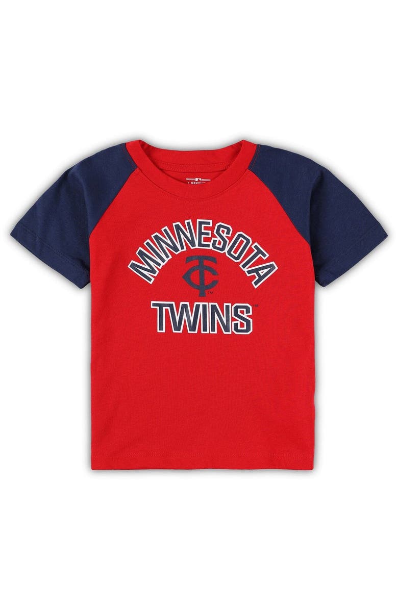 Outerstuff Toddler Red/Heather Gray Minnesota Twins Two-Piece Groundout Baller Raglan T-Shirt & Shorts Set, Alternate, color, 