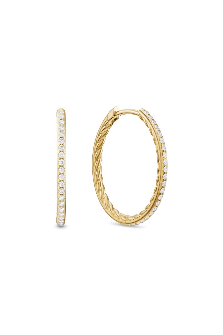 Petite Pavé 18k Gold Diamond Hoop Earrings, Main, color, GOLD