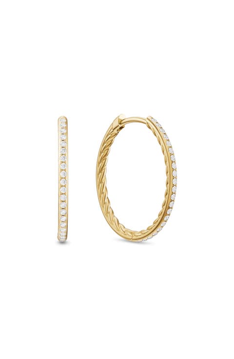 Petite Pavé 18k Gold Diamond Hoop Earrings