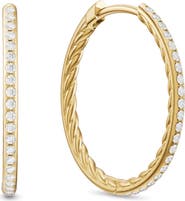 David Yurman Petite Pavé 18k Gold Diamond Hoop Earrings