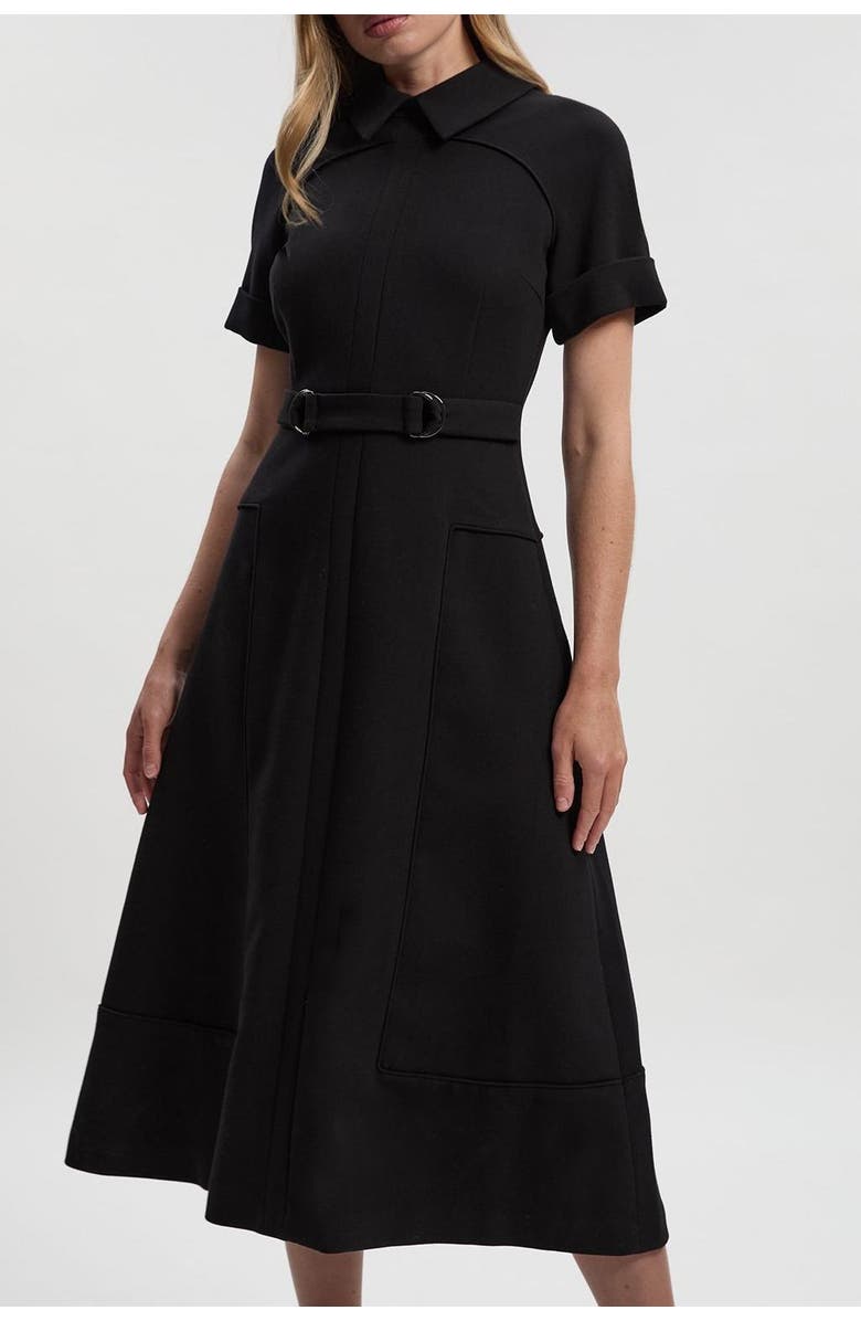 Karen Millen Stretch Tab Detail Full Midi Dress, Alternate, color, Black