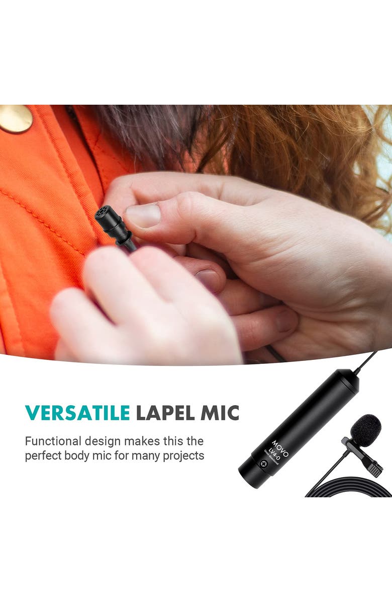 MOVO LV4-O Omnidirectional XLR Lavalier Microphone - Phantom Powered, Alternate, color, Black