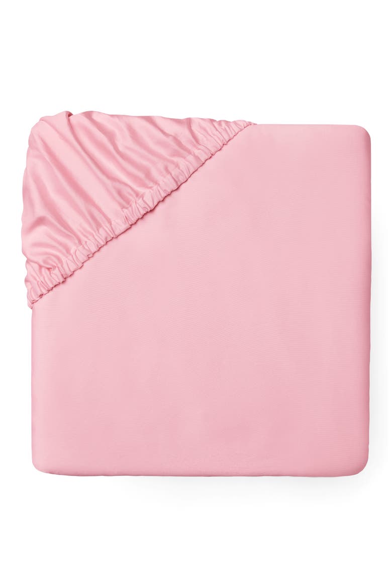 Fiona Cotton Sateen Fitted Sheet, Main, color, CARNATION