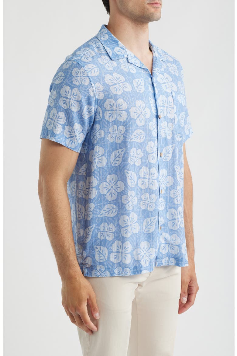 Hawaiian Floral Linen Blend Camp Shirt, Alternate, color, FLORAL - COASTLINE
