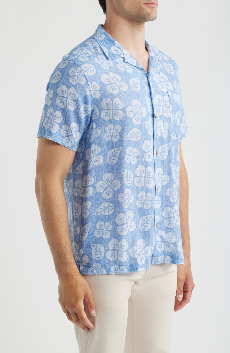 vineyard vines Hawaiian Floral Linen Blend Camp Shirt, Alternate, color, Floral - Coastline