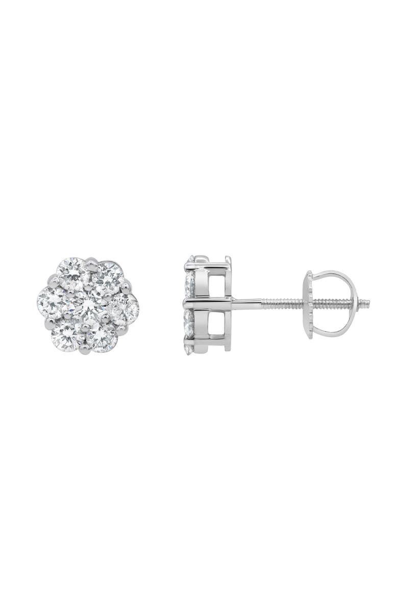 LuvMyJewelry Meadow 0.38 Ct TW Lab Grown Diamond Cluster Studs 14K Gold Earrings, Alternate, color, 14K White Gold