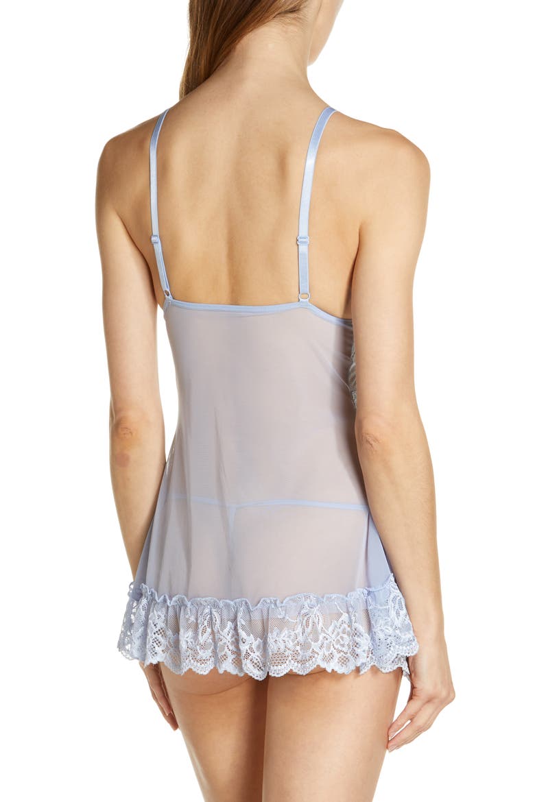 Valentine Soft Cup Babydoll Chemise & G-String Thong, Alternate, color, BRUNNERA BLUE