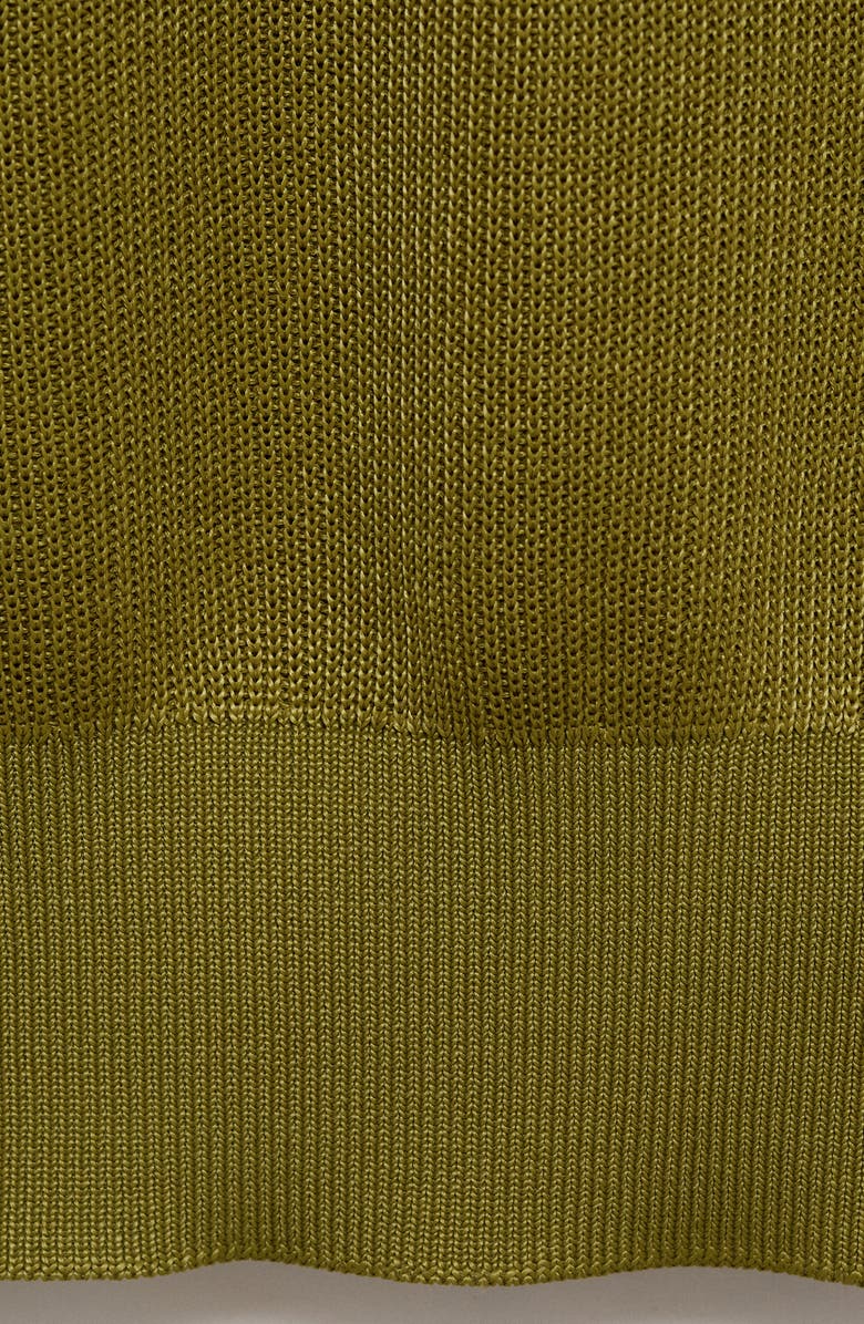 MANGO Johnny Collar Ribbed Polo Sweater, Alternate, color, Green