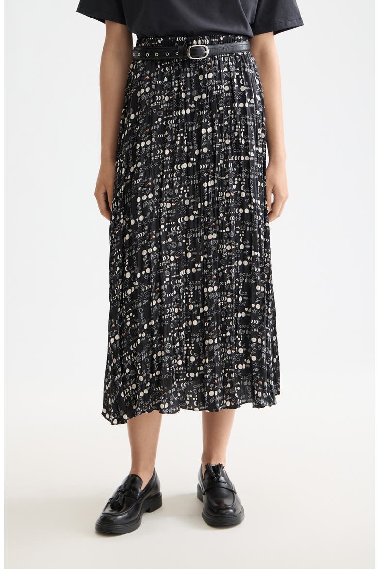 Mixed Print Crinkle Pleat Skirt, Main, color, MOON GARDENING