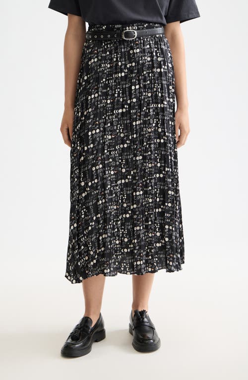 Scotch & Soda Mixed Print Crinkle Pleat Skirt In Black