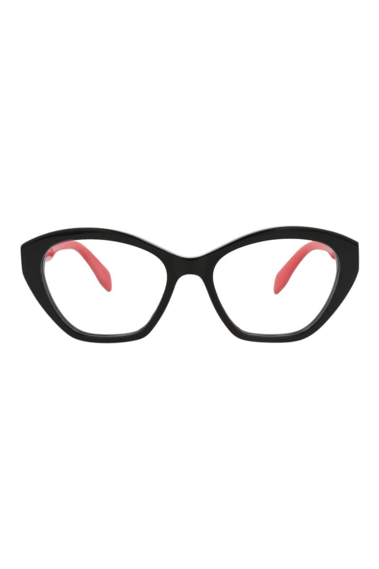 52mm Cat Eye Optical Glasses, Main, color, BLACK BLACK TRANSPARENT