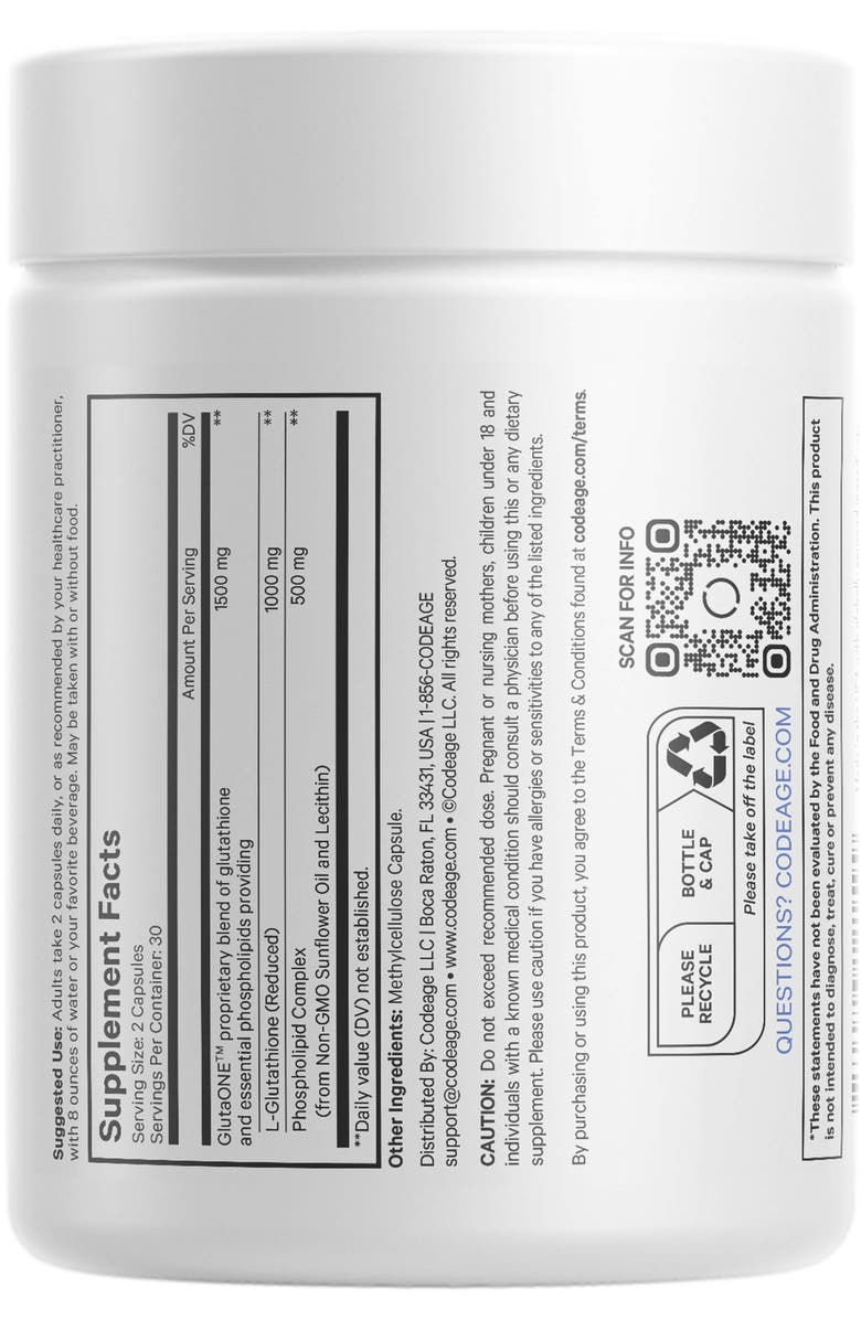 Codeage Liposomal Glutathione 1000mg L-Glutathione Supplement, Alternate, color, 
