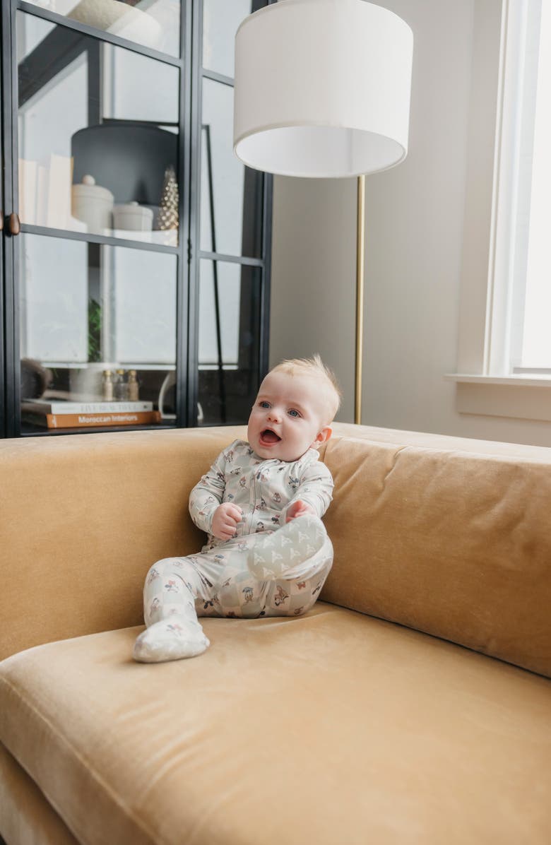 Copper Pearl Mickey Mouse & Friends Zip-Up Footie Pajamas, Alternate, color, Mickey Mouse