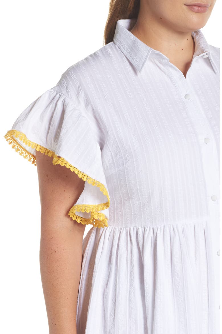 Shirred Shirt Dress, Alternate, color, WHITE