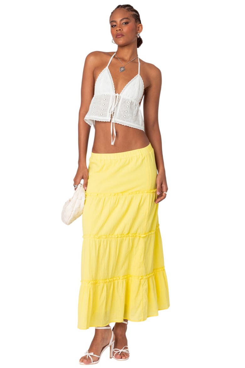 Tiered Cotton Maxi Skirt, Alternate, color, YELLOW