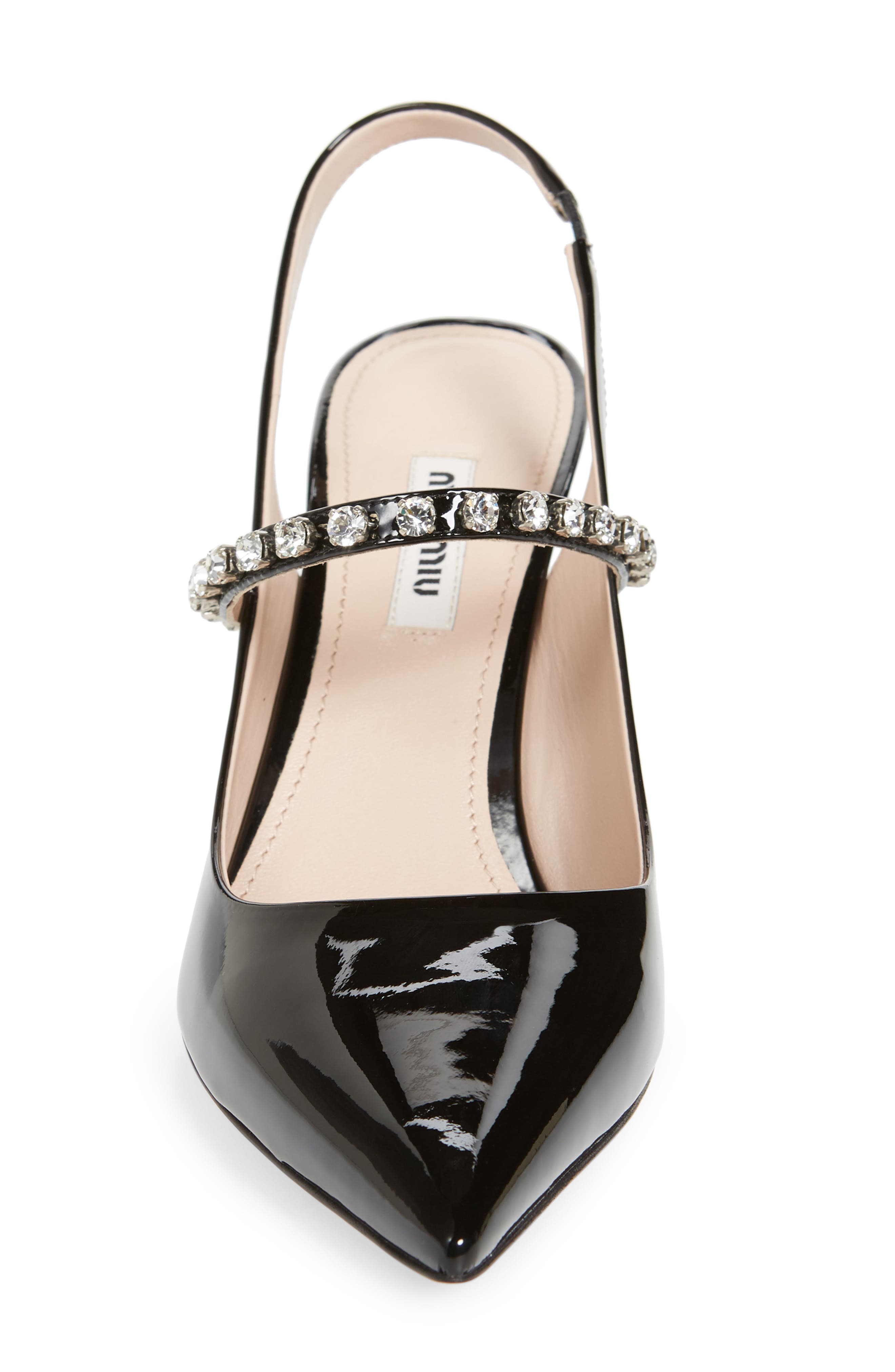 Miu Miu Crystal Strap Pointed Toe Slingback Pump, Alternate, color, 