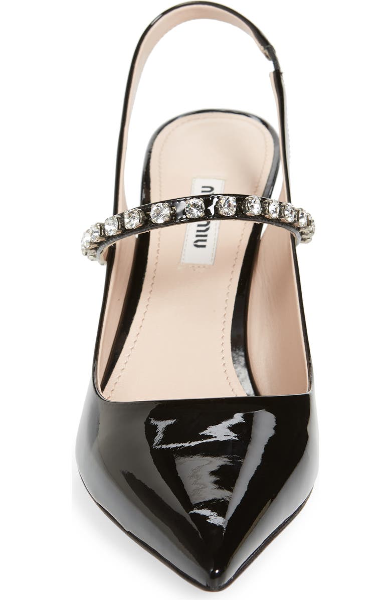 Miu Miu Crystal Strap Pointed Toe Slingback Pump, Alternate, color,