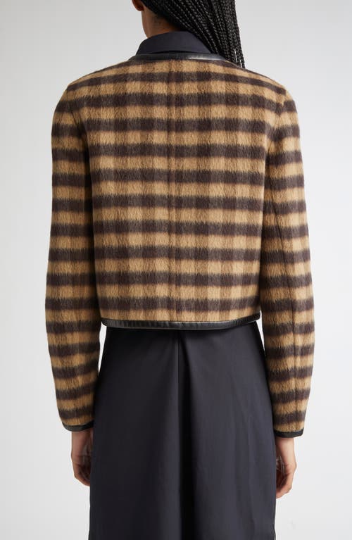 Proenza Schouler Helene Leather-trimmed Checked Brushed Woven Jacket In Brown