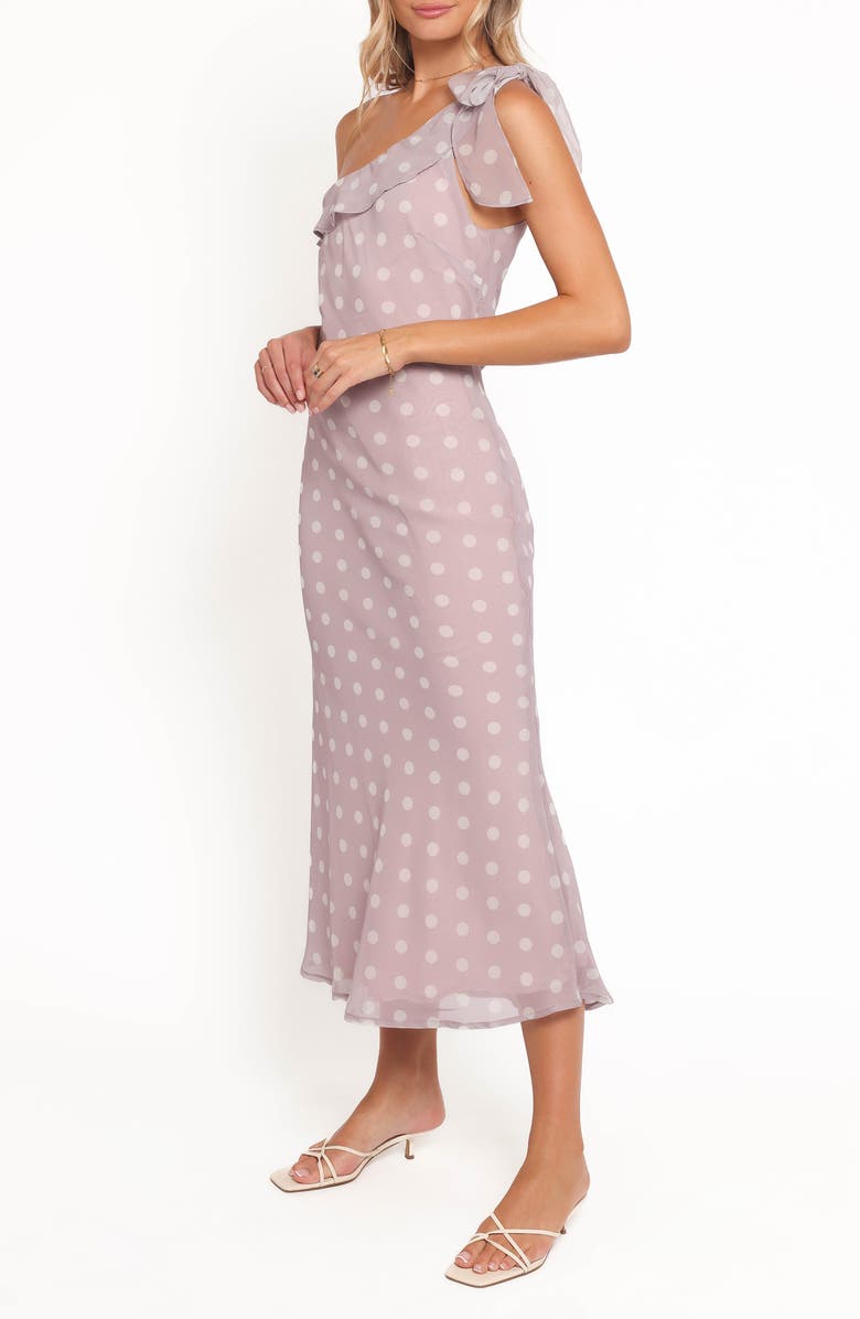 Petal & Pup Celestine Polka Dot One-Shoulder Dress, Alternate, color, Lavender Polka Dot