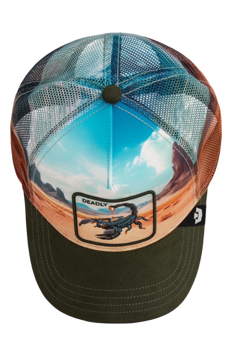 Goorin Bros. Scorpion in the Element Embroidered Patch Trucker Hat, Alternate, color, Palm