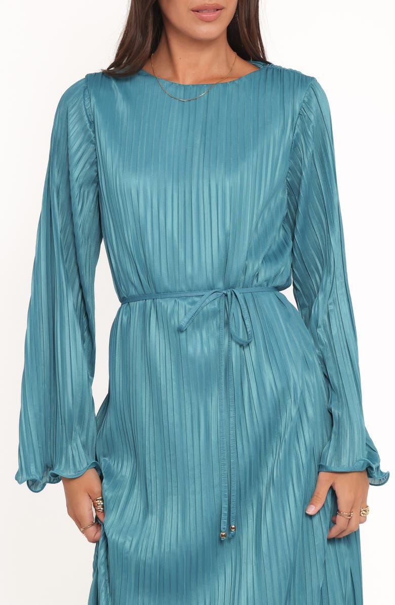 Petal & Pup Armena Pleated Long Sleeve Dress, Alternate, color, Teal