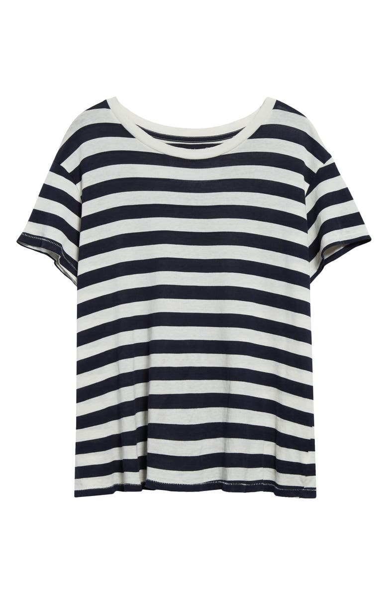 Nili Lotan Brady Stripe Cotton T-Shirt, Alternate, color, Dark Navy Stripe