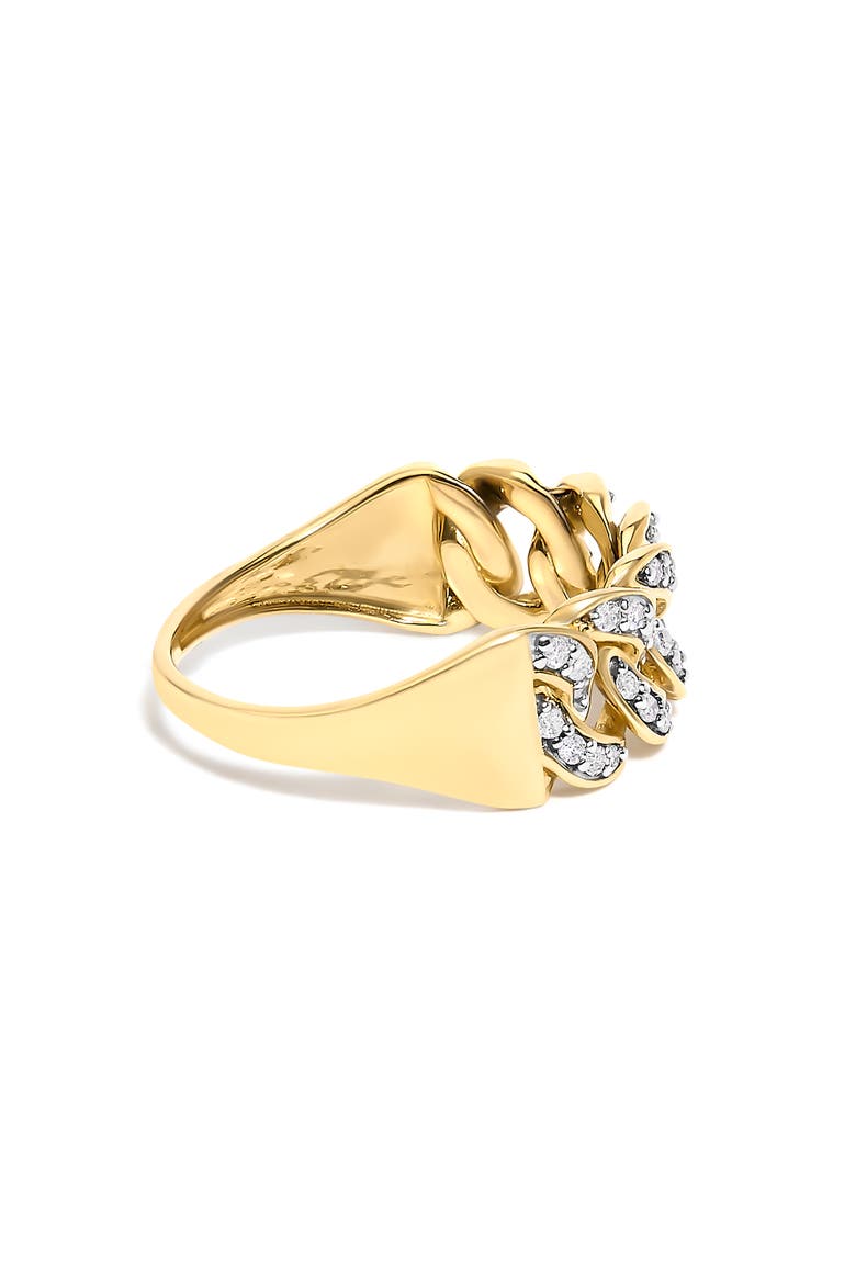 14K Yellow Gold Plated Sterling Silver 1/3 ctw Diamond Curb Link Band Ring, Alternate, color, Yellow Gold over Silver