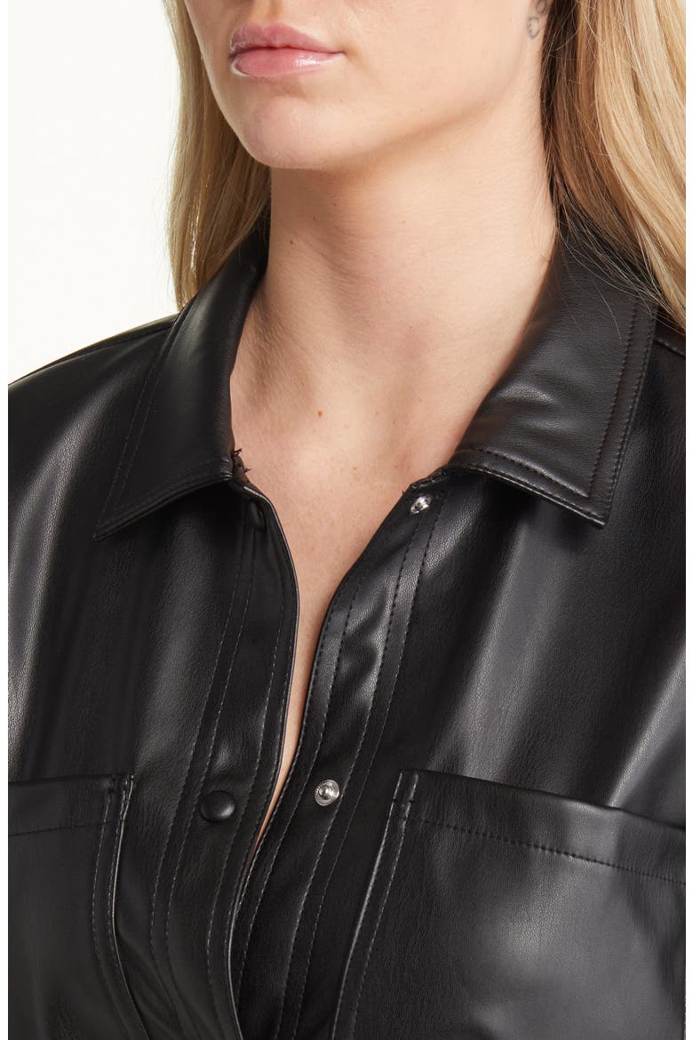 Bella Faux Leather Shirt Jacket, Alternate, color, BLACK
