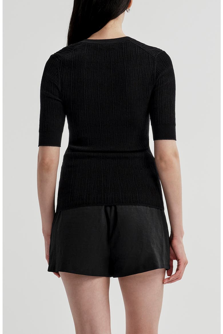 Fawn Lace-Up Ribbed Top, Alternate, color, BLACK