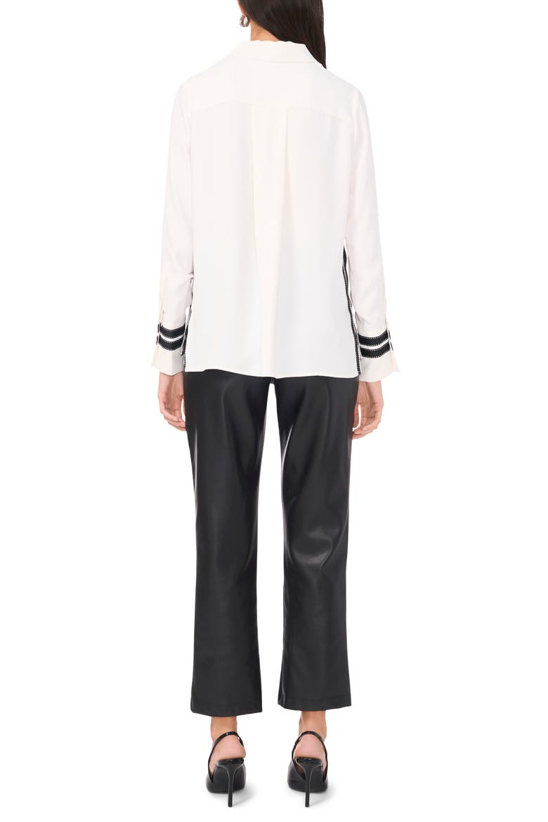 Contrast Stripe Button-Up Shirt, Alternate, color, NEW IVORY