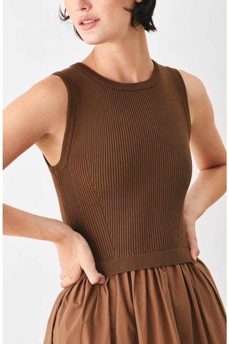 Mixed Media Maxi Dress, Alternate, color, BROWN