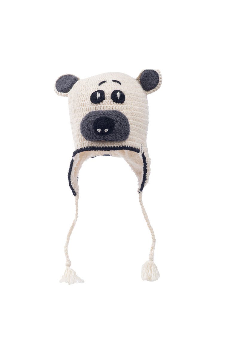 Crochet Bear Hat, Main, color, White combo