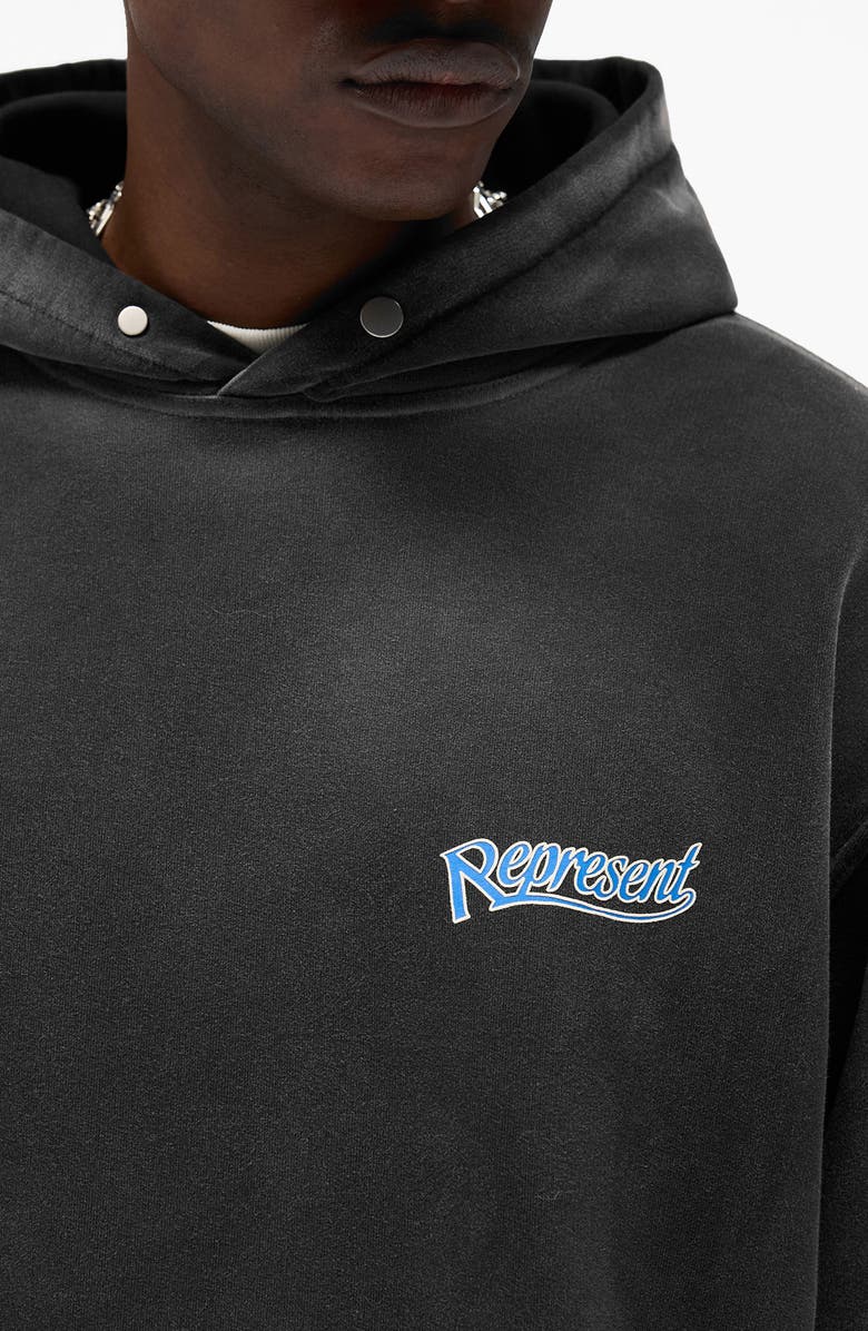 Represent Showcasing Graphic Hoodie, Alternate, color, Stained Black