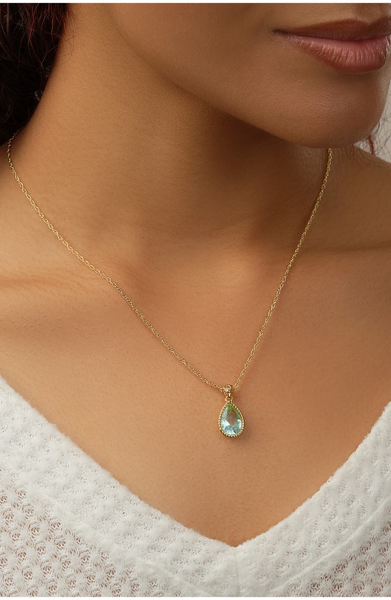 Sterling Forever Ciana Cubic Zirconia Teardrop Pendant Necklace, Alternate, color, Gold