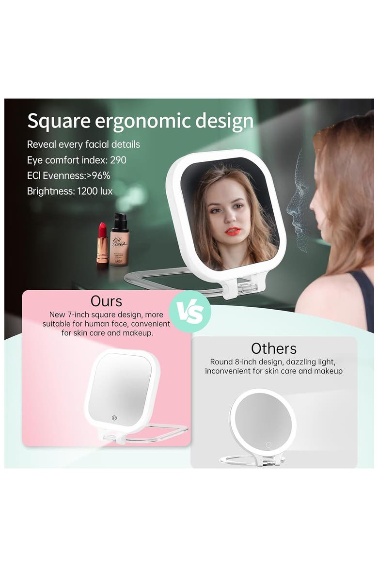 Fascinate 10x Travel LED Mirror, Alternate, color, WHITE