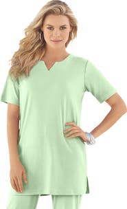 Roaman's Plus Size Soft Knit Tunic With Notch Neckline