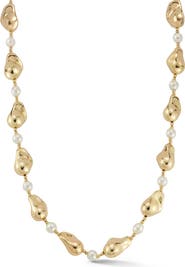 CHLOE AND MADISON Faux Pearl Station Necklace