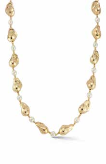 Faux Pearl Station Necklace