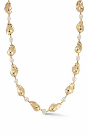 Faux Pearl Station Necklace
