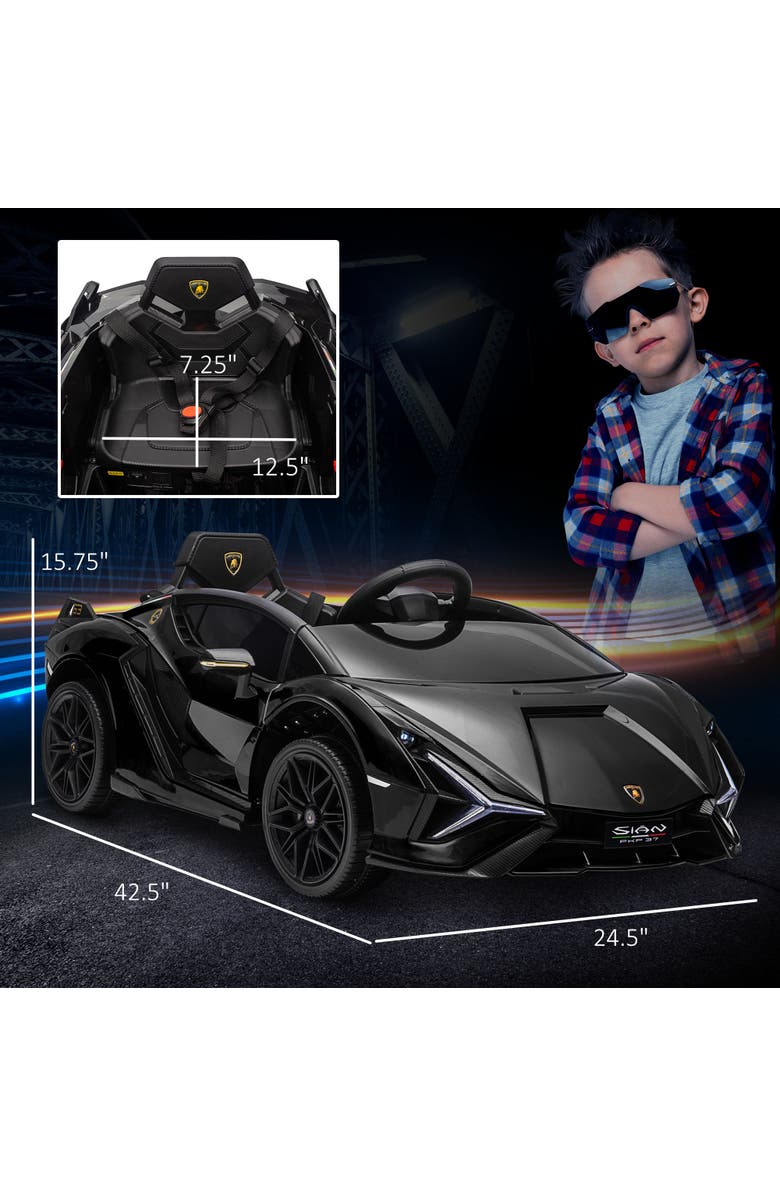 Aosom 12V Lamborghini SIAN Licensed Ride on Car with Remote Control, Horn, Music, Headlights, Alternate, color, Black