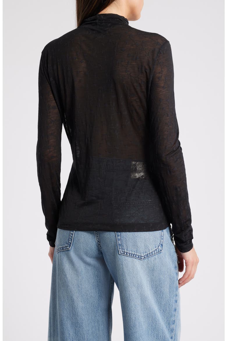 Valencia Floral Turtleneck Top, Alternate, color, BLACK