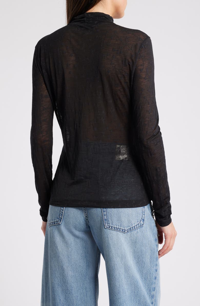 rag & bone Valencia Floral Turtleneck Top, Alternate, color, Black