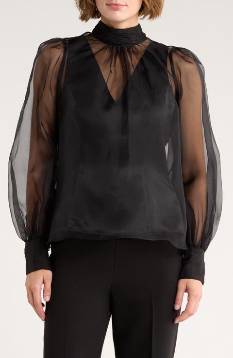 Reo Tie Neck Silk Shirt