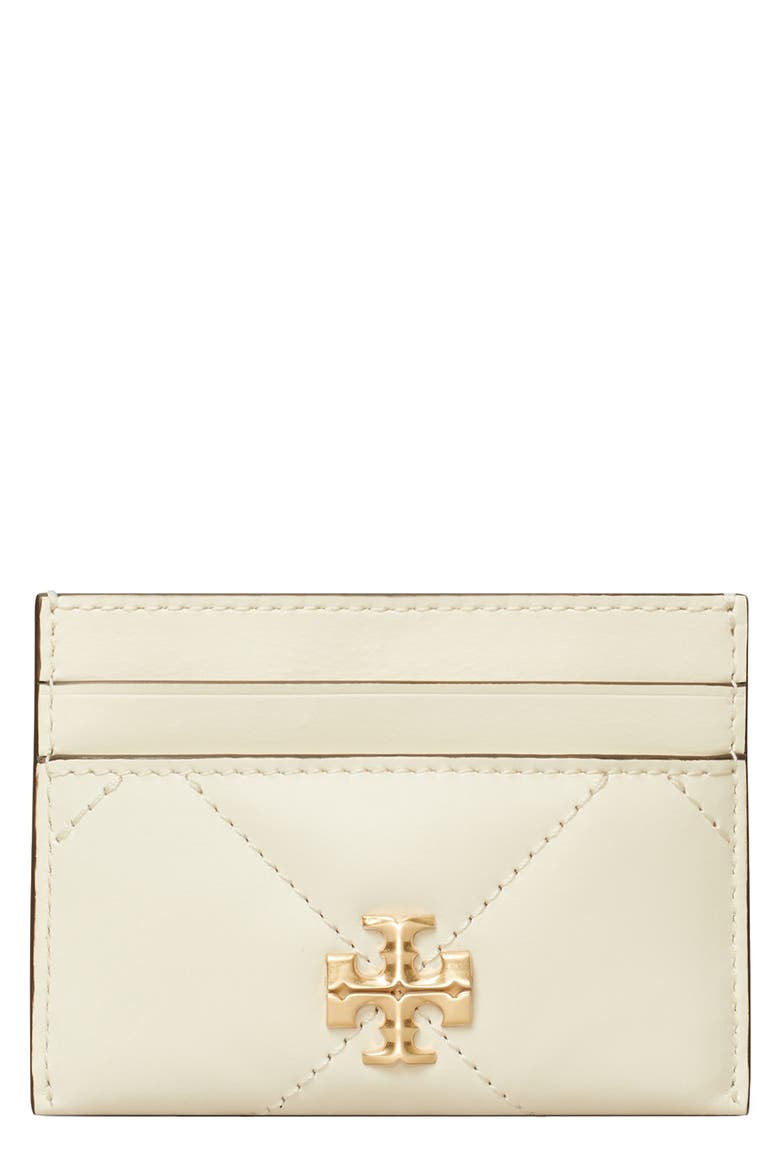 Kira Diamond Quilted Leather Card Case, Main, color, WARM WHITE