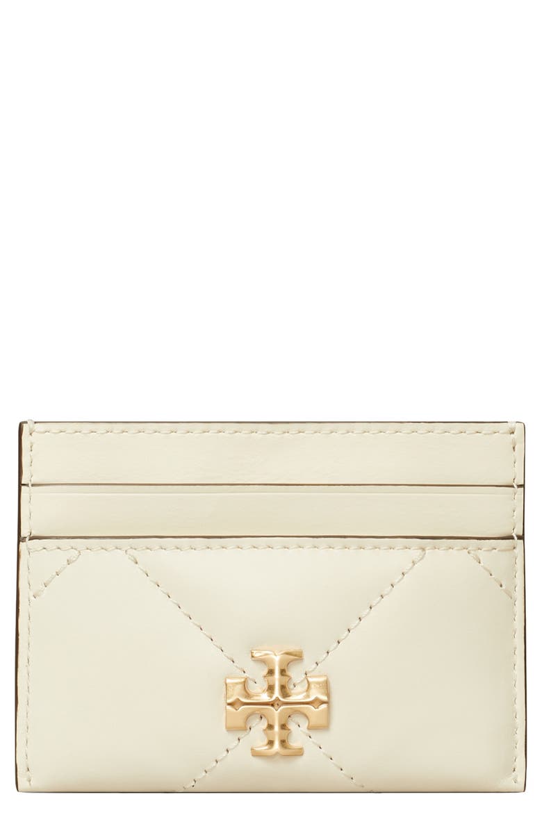 Tory Burch Kira Diamond Quilted Leather Card Case, Main, color, Warm White